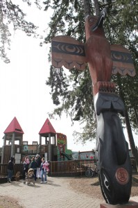Dream Playground and totem pole in Port Angeles Washington