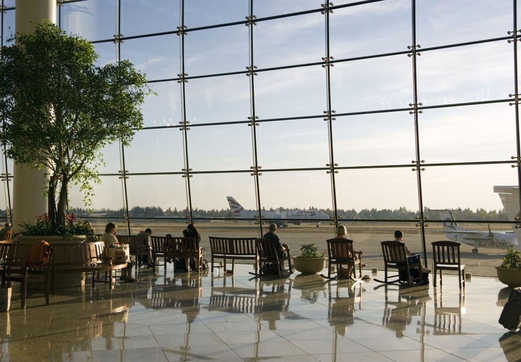 Seattle-Tacoma Airport Rocking Chairs with Kids