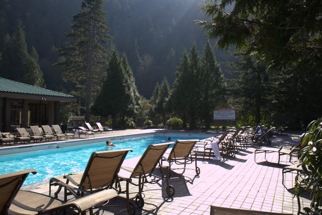 Harrison Hot Springs Resort outdoor pool.