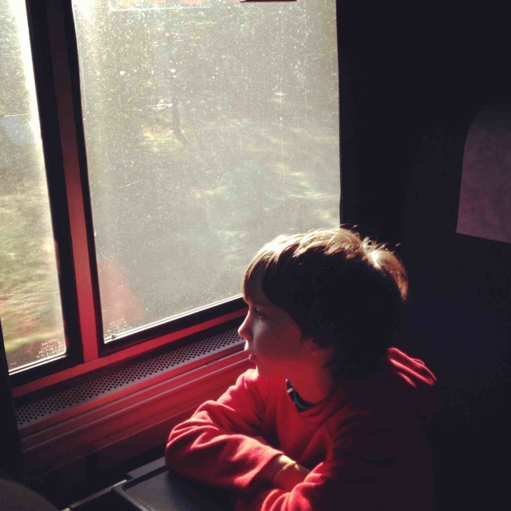 Kid on Amtrak Train