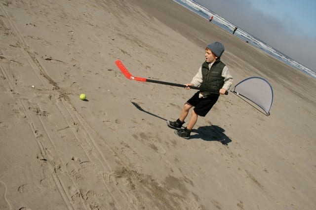 hockeybeach Playing hockey on the Oregon Coast